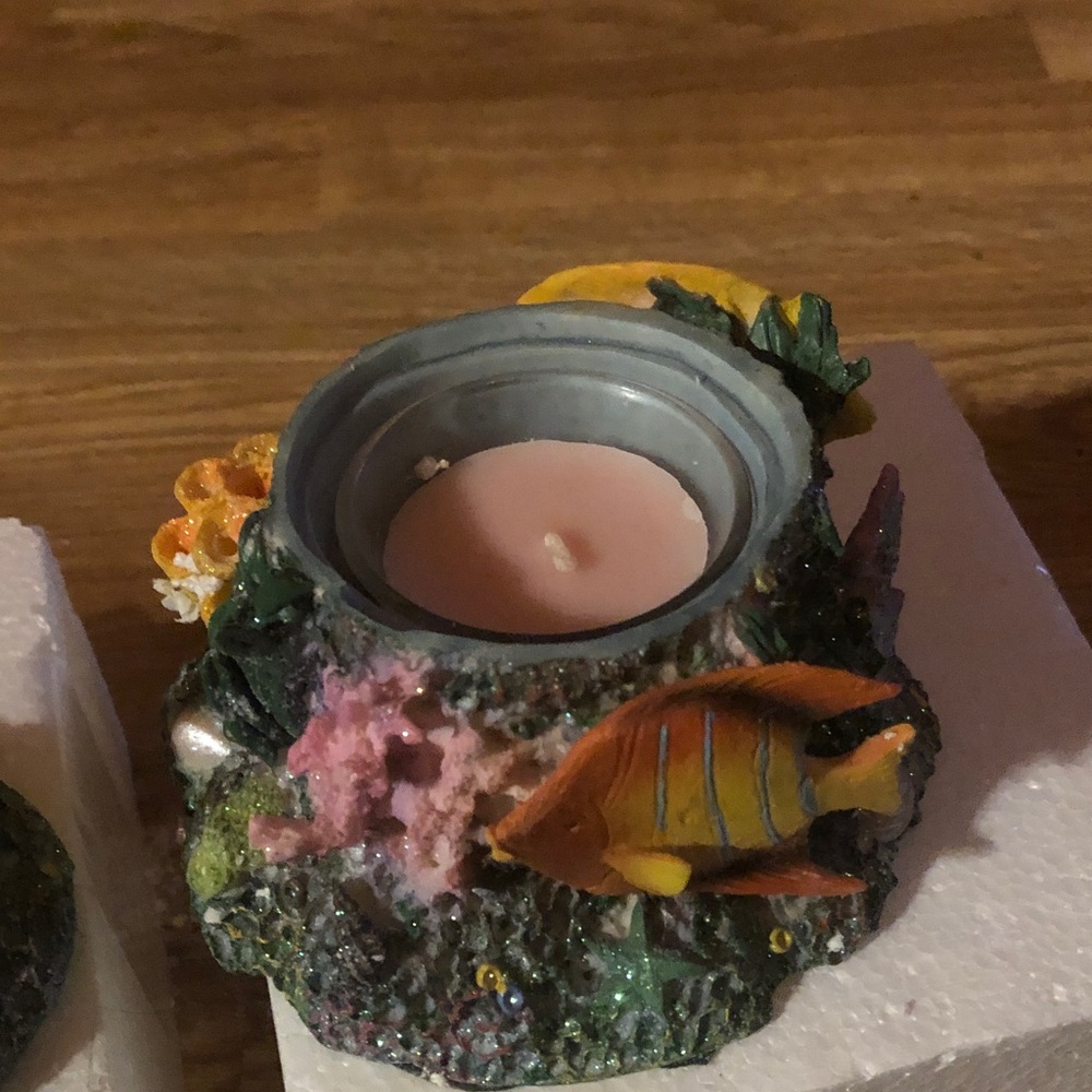Colourful tropical fish trinket/votive box. NWT